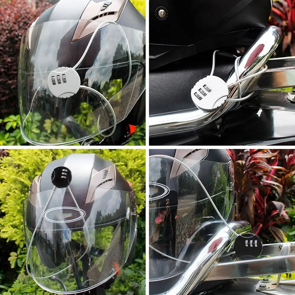 Extended Wire Rope Combination Lock 3 Digit Code Lock Password Motorcycle Helmet Metal Keyed Padlock Travel Anti-Theft Locks