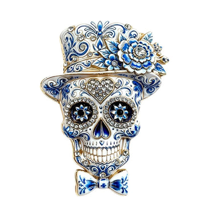 Halloween Sugar Skull Enamel Brooch Gothic Skeleton Pin Pumpkin Ghost Cat Badge for Coat Bag Day of The Dead Jewelry Party Gift