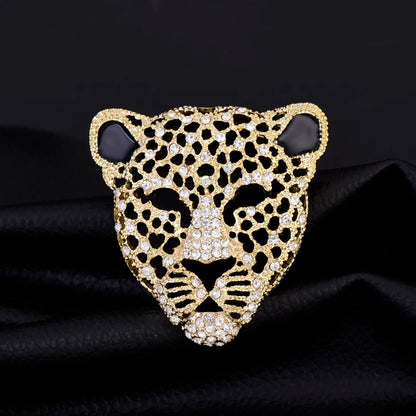 Rhinestone Leopard Head Retro Hollowed-out Men's Suit Brooch Women's Sweater Needle Enamel Needle