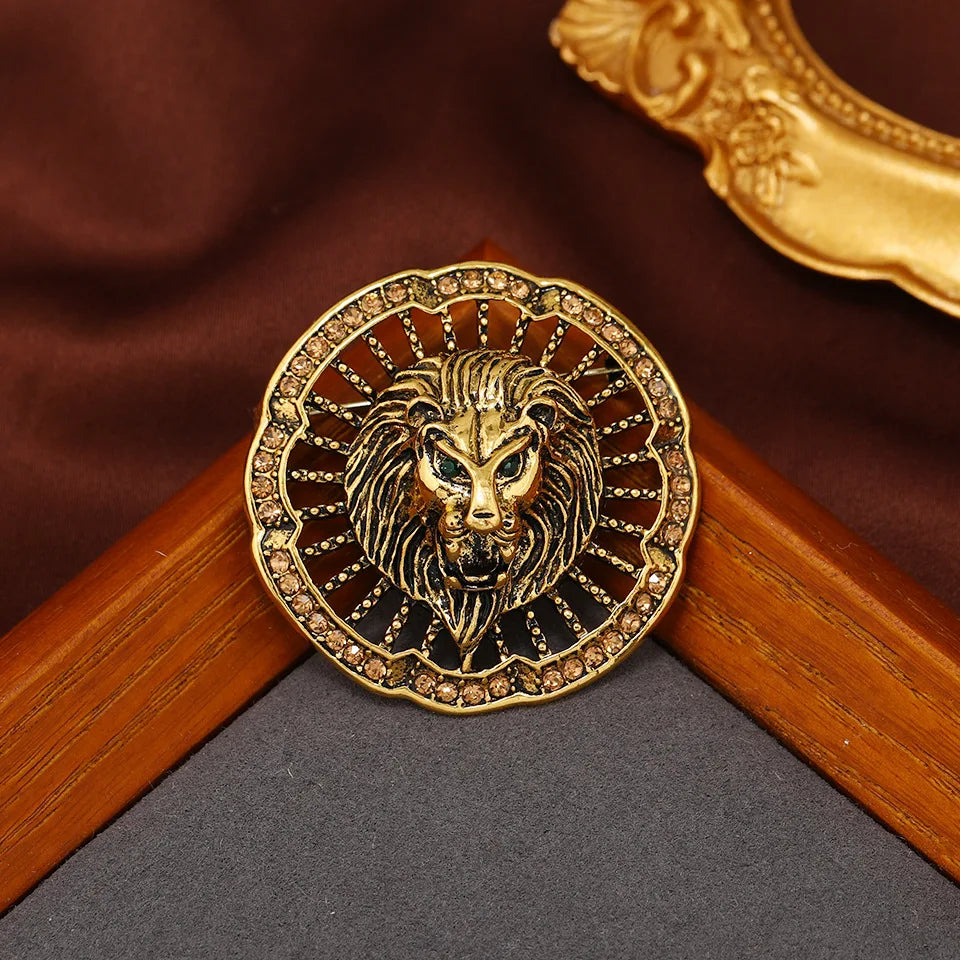 Baroque-style Luxury Vintage Heavy-Duty Lion Animal Design Brooches for Men and Women, Jewelry and Fashion Accessories