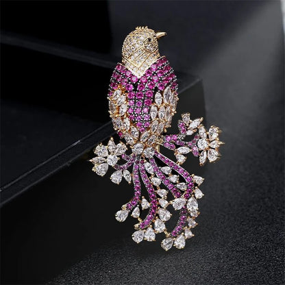 Creative Bird Brooch Leisure Brooch Lady Luxury Jewelry Gold-plated  Animal Brooch Coat Scarf Brooch