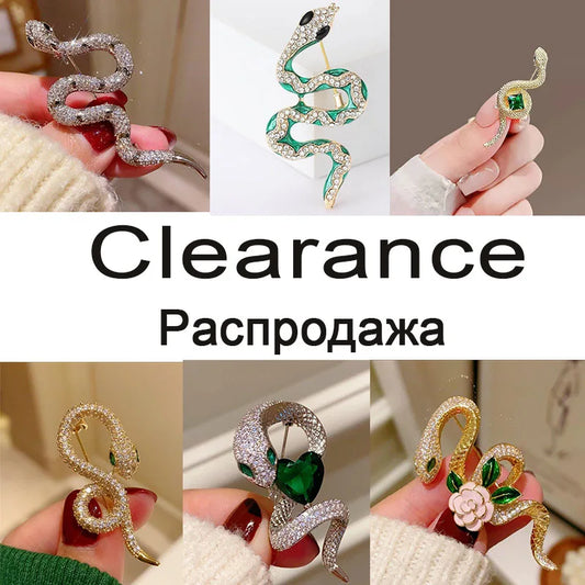 Clearance Price Snake Shape Brooches for Women Men Rhinestone Crystal Lapel Pin Clearance Sale