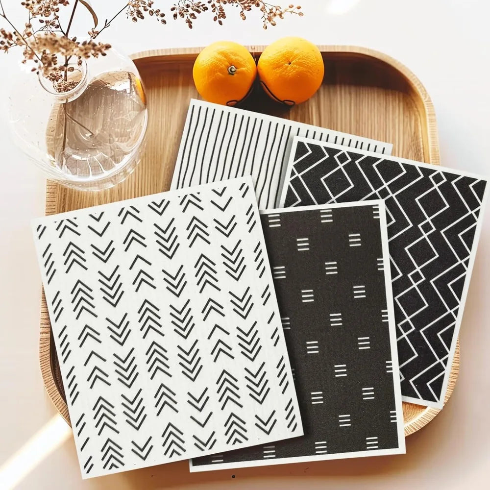 4 Pcs Swedish Dishcloths Eco-Friendly Reusable Kitchen Wipes Absorbent and Quick Drying Swedish Sponge Cloths for Efficient