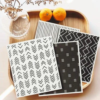4 Pcs Swedish Dishcloths Eco-Friendly Reusable Kitchen Wipes Absorbent and Quick Drying Swedish Sponge Cloths for Efficient