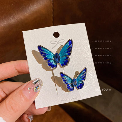 Trendy Enamel Rhinestone Butterfly Brooches For Women Luxury Large Crystal Insect Animal Brooch Pins Casual Office Jewelry Gift