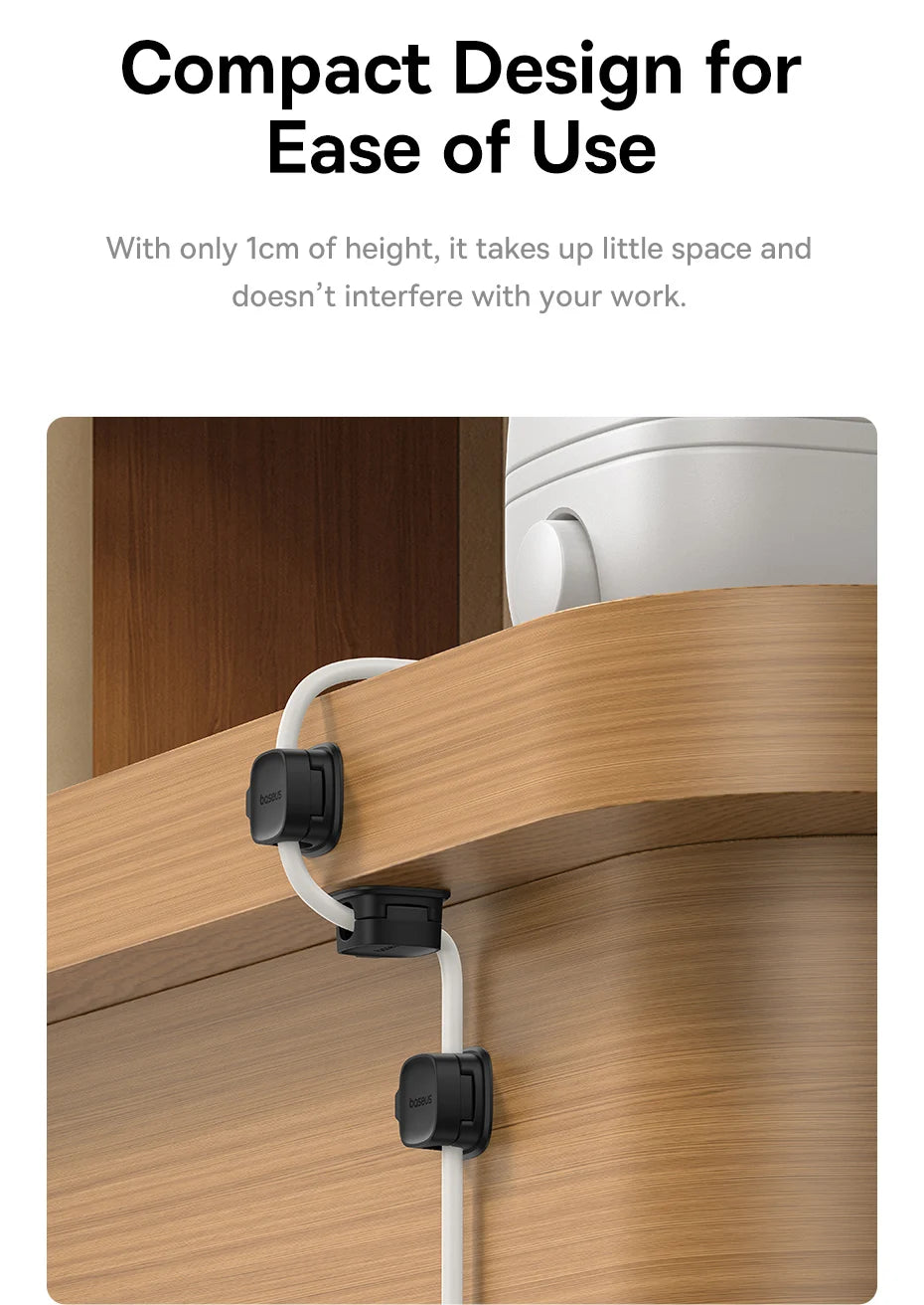 Baseus Cable Organizer Holder Magnetic Cable Smooth Adjustable Cord Holder Under Desk Cable Management Wire Keeper Cable Clips