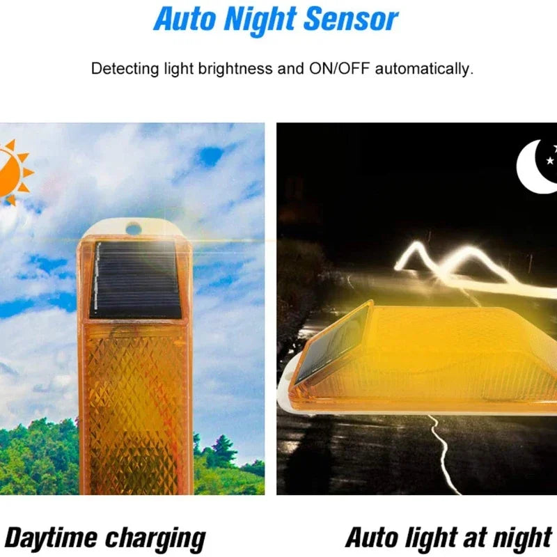 2pcs Warning LED Lamp Solar Warning Lamp Solar Strobe Lamp  Chip Control Bridge Night Driving Safety Light Traffic Caution Light