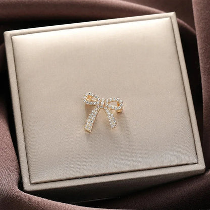 Small Rhinestone Bowknot Brooch Anti-slip Shirt Collar Pin Button For Women Dress Clothing Fashion Jewelry Accessories Gift