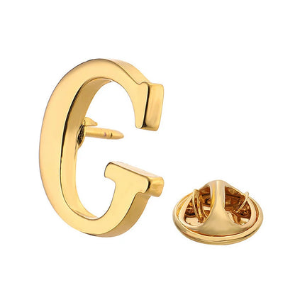 High Quality Classic Style Gold Letter A-Z Metal Brooch Women Men's Lapel Pin Women's Hat Scarf Backpack Badge Jewellery
