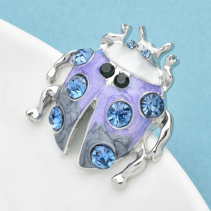 Wuli&baby Lovely Enamel Beetle Brooches For Women Unisex Alloy Blue Rhinestone Insects Party Casual Brooch Pins Gifts