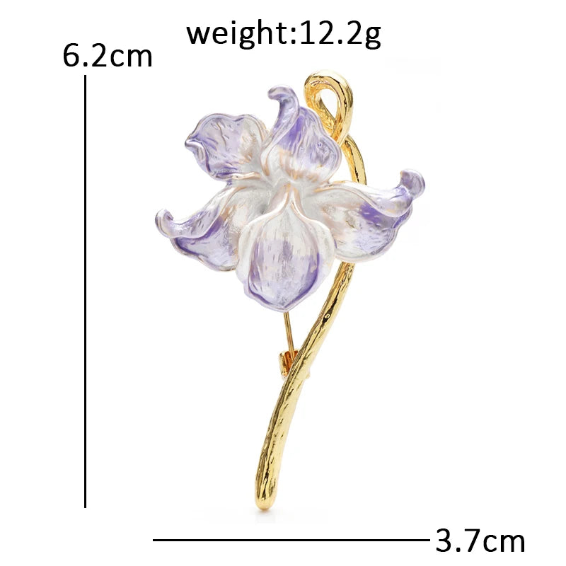 Wuli&baby Pretty Enamel Orchid Flowers For Women Lady 2-color Phalaenopsis Plants Party Casual Brooch Pins Fashion Jewelry Gifts