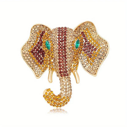 Vintage Women Men Fashion Palace Design Elephant Rhinestone Brooches Pins Retro Middle Unisex Suit Dress Badges Buckle Jewelry