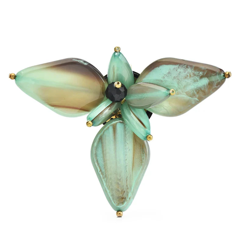 Wuli&baby Acrylic Triangle Flower Brooches For Women Unisex 2-color Geometric Leaves Plants Party Office Brooch Pins Gifts