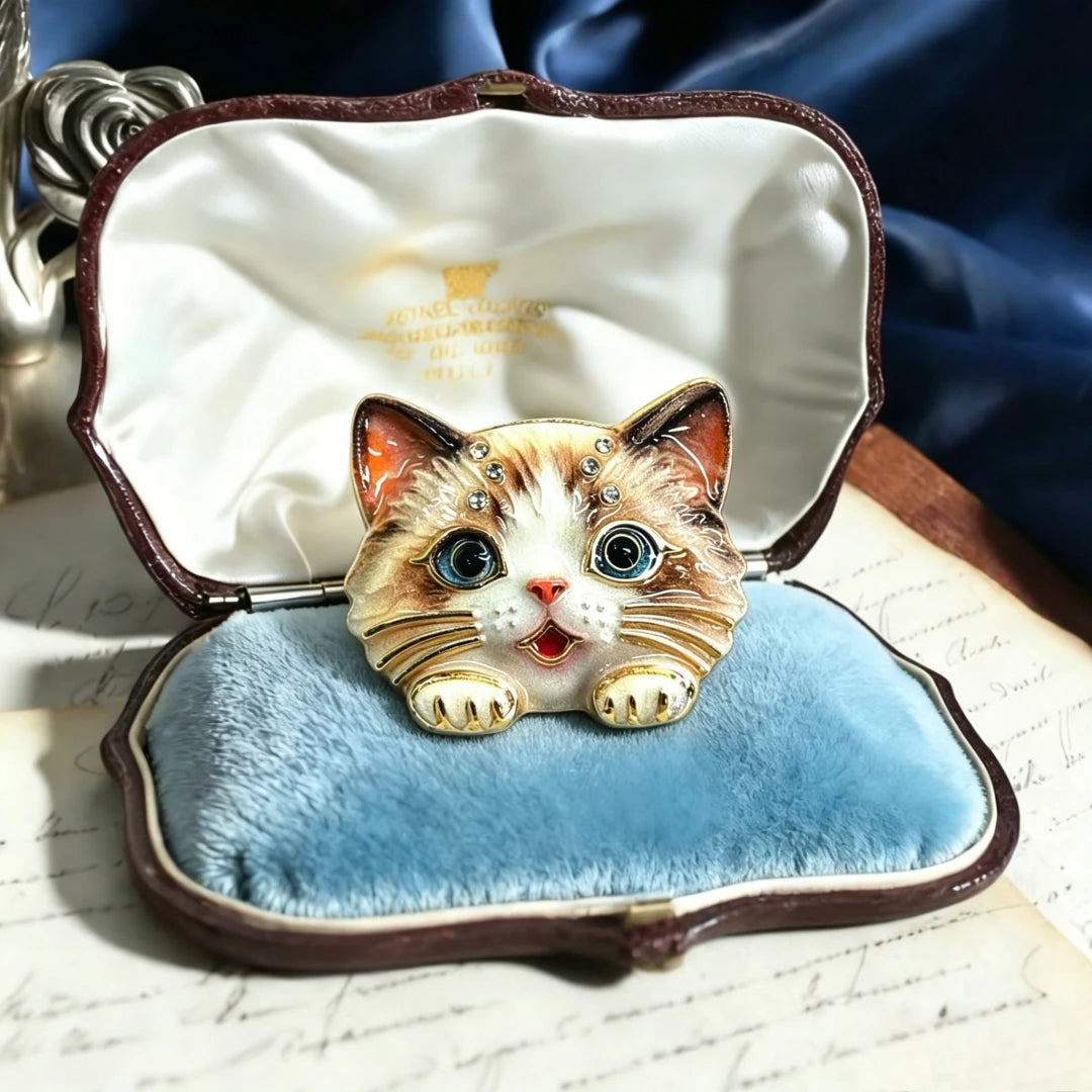 Baroque Luxury Cartoon Cat Animal Design Brooches for Men and Women, Jewelry, Fashion Accessories, Wedding, Holiday, Party Gifts