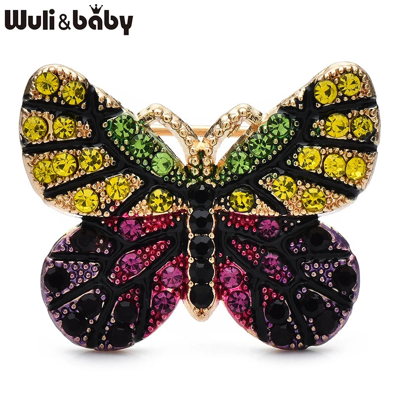 Wuli&baby Cute Shinning Butterfly Brooches For Women Unisex 3-color Beautiful Insects Clothes Collar Brooch Pins Gifts