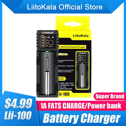 LiitoKala Lii-100B Lii-100 18650 Battery Charger For 26650 16340 RCR123 14500 LiFePO4 1.2V Ni-MH Ni-Cd Smart Charger