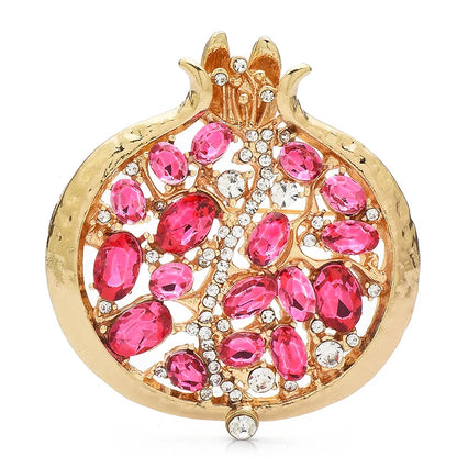Wuli&baby 3-color Pomegranate Brooches For Women Unisex Enamel Rhinestone Fruits Plants Party Office Coat Brooch Pins Gifts