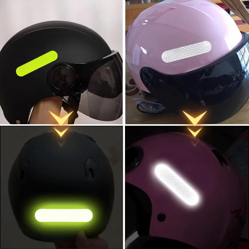 5Pcs Motorcycle Helmet Warning Reflective Stickers Night Safety Driving Decorative Strips Sticker Bicycle Moto Car Decals