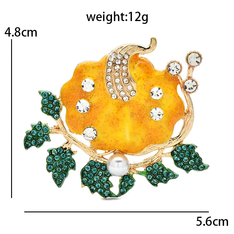 Wuli&baby Lovely Enamel Pumpkin Brooches For Women Unisex 3-color Rhinestone Plants Party Casual Clothes Brooch Pins Gifts