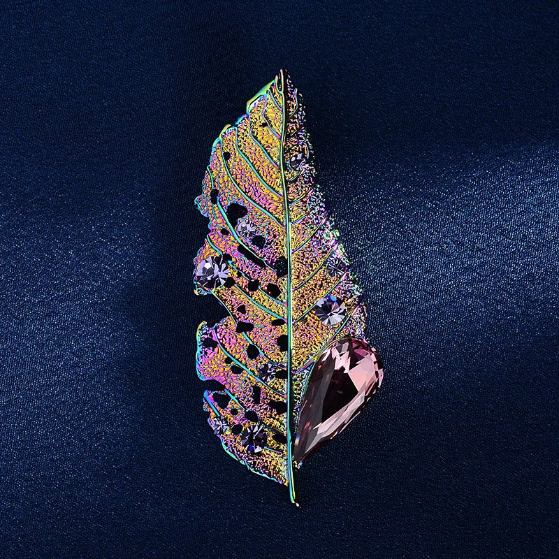 Exquisite Dazzle Crystal Leaves Brooches Badges For Women Men Fashion Elegant High-end Accessories Pin