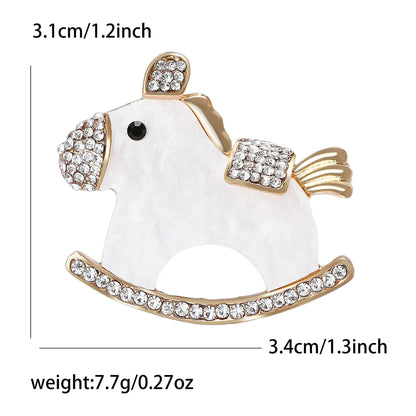 Beaut&Berry Classic Wooden Horse Brooches for Women Unisex Animal Pins Casual Party Jewelry Accessories Gifts Decoration