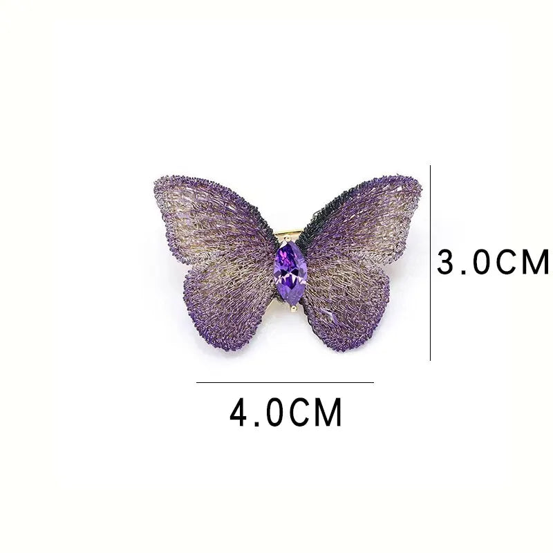 Luxury Blue Purple Crystal Embroidery Fabric Butterfly Brooches For Women Unisex Insect Corsage Pins Wedding Jewelry Best Gift