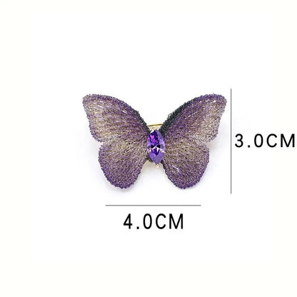 Luxury Blue Purple Crystal Embroidery Fabric Butterfly Brooches For Women Unisex Insect Corsage Pins Wedding Jewelry Best Gift