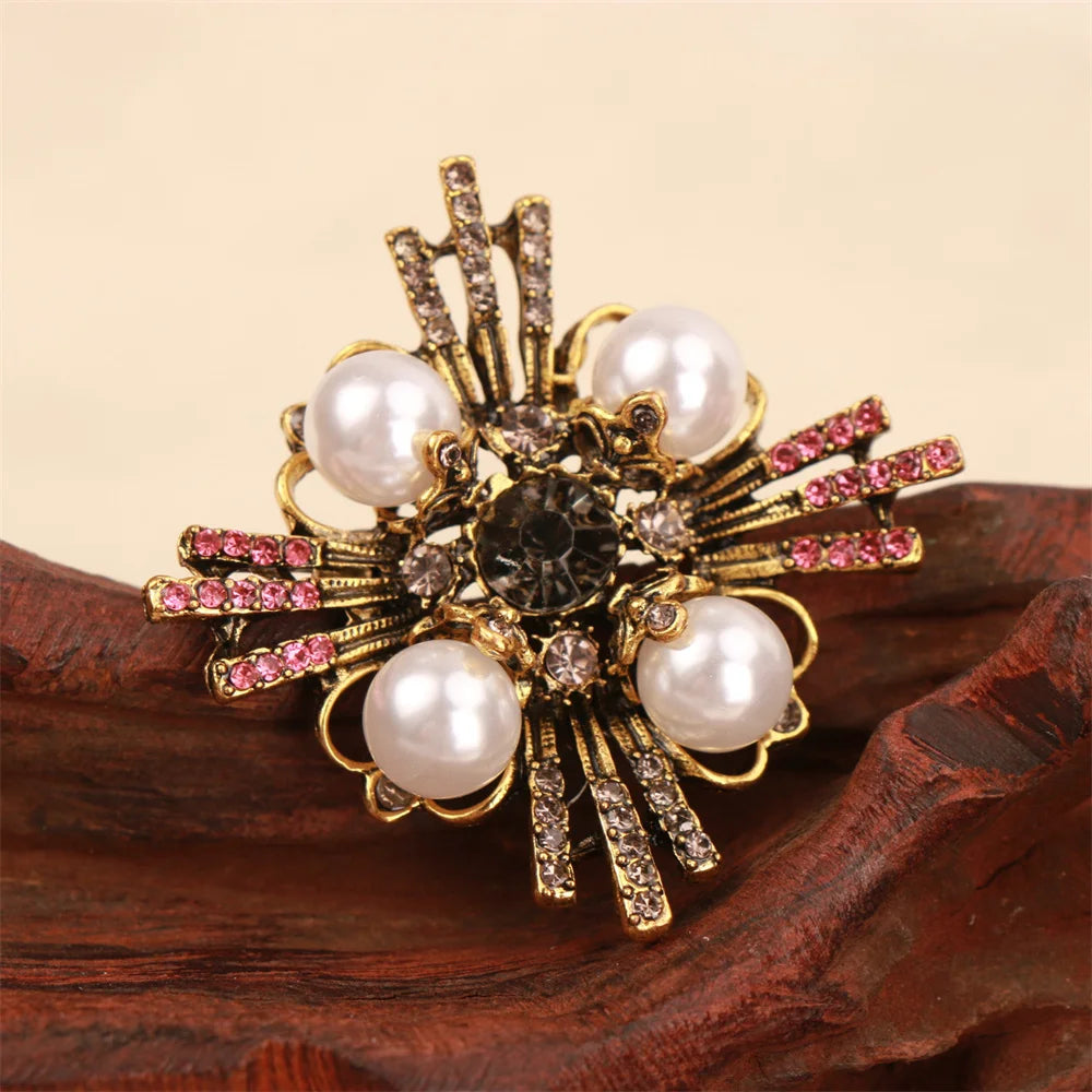 Baroque Luxury Beautiful Openwork Cross Floral Design Brooch for Men and Women, Jewelry Accessories, Wedding Holiday Party Gift