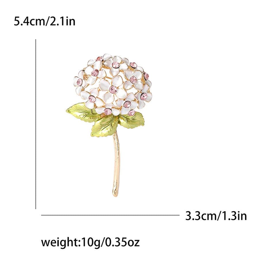 Enamel Hydrangea Brooches for Women Unisex Trendy Rhinestone Flower Pins Banquet Party Backpack Gifts Jewelry Accessories