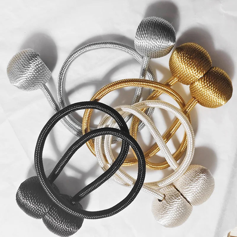 2pcs curtain tiebacks, a pair set, magnetic ropes, light luxury magnetic curtain buckles.