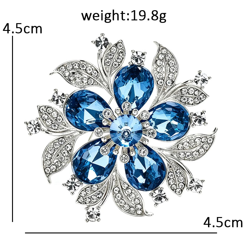 Wuli&baby Crystal Flower Brooches For Women Lady 2-color Elegant Plants Party Casual Brooch Pin Gifts