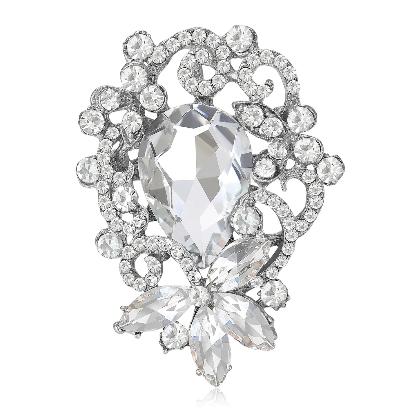 Beaut&Berry Luxury Crystal Glass Flower Brooches for Women Unisex Rhinestone Pins Casual Party Jewelry Accessories Gifts