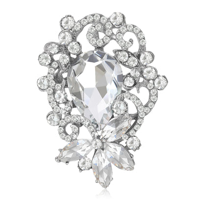 Beaut&Berry Luxury Crystal Glass Flower Brooches for Women Unisex Rhinestone Pins Casual Party Jewelry Accessories Gifts