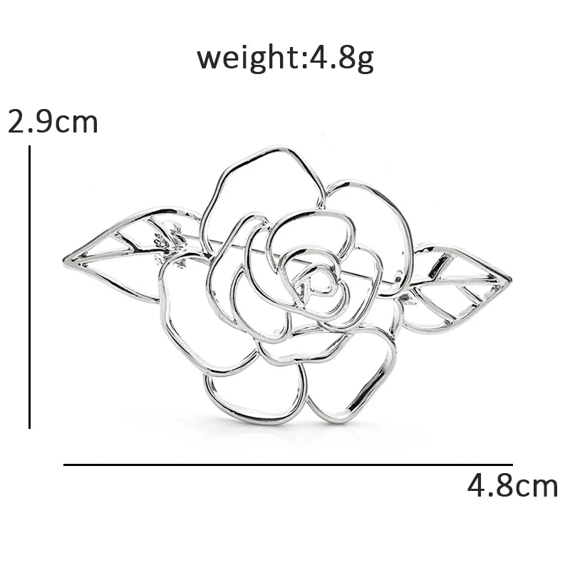 Wuli&baby Lovely Rose-flower Brooches For Women Unisex 2-color Easy-match Plants Flowers Party Casual Brooch Pins Gifts