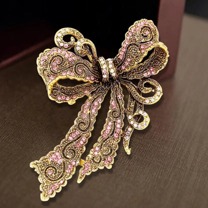 Baroque Luxury Rhinestone Bow Design Brooch，Unisex, Couple's Accessories, Party Favors，Suit Coat Skirt Decoration，Enhance Charm