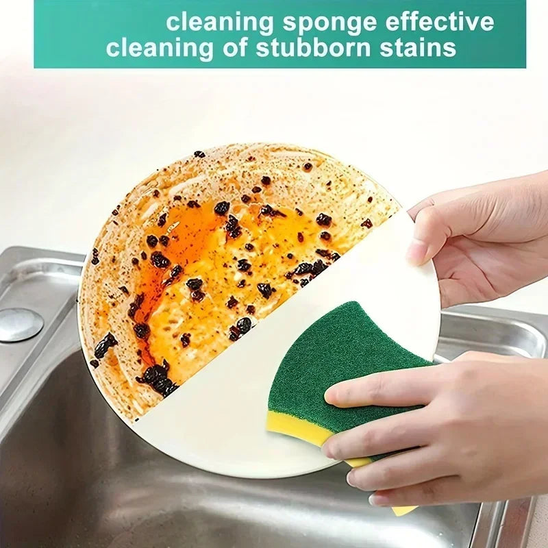 5PCS Kitchen Sponges Dual-Sided Scrub Pads Super Absorbent Dish Towel Scratch Resistant Scrubbing Sponge Highly Absorbent