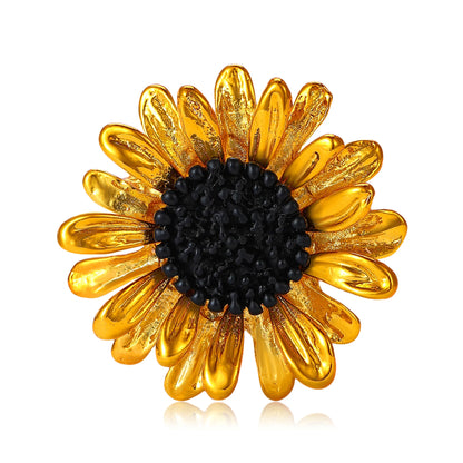 Beaut&Berry Trendy Enamel Daisy Brooches for Women Unisex Plant Sunflower Pins Casual Party Jewelry Accessories Gifts Decoration