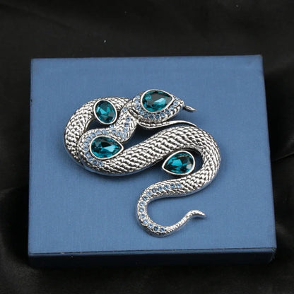 SKEDS Women Men Fashion Exquisite Colorful Rhinestone Snake Brooch Pin Elegant Lady Crystal Shining Animal Badges Corsages