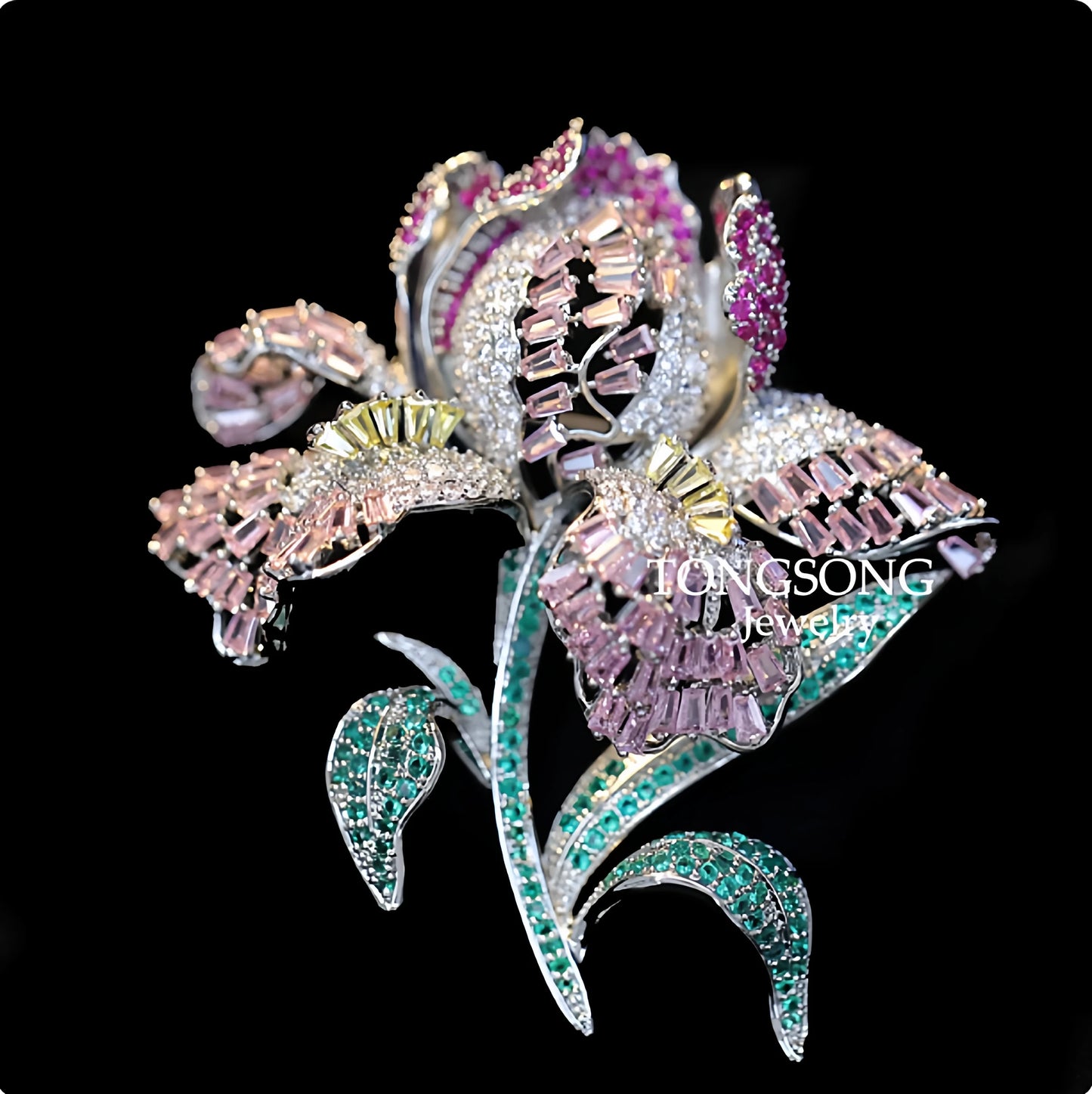 Elegant Luxury Embellished 3D Iris Flower Brooch Pin for Women Fashionable Accessory for Coats And Western Wear Chest Flower ...