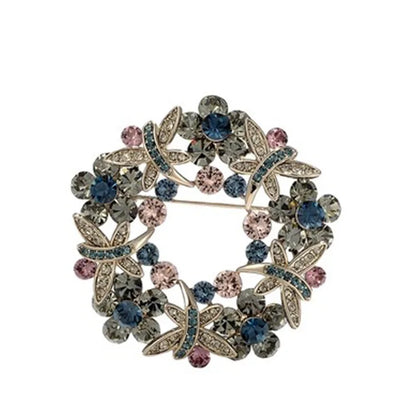 SKEDS High-end Women  Exquisite Crystal Flower Badges Pin Fashion Creative Luxury Rhinestone Shining Brooch Corsages