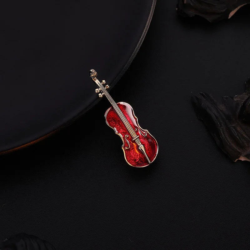 Fashion Violin  Punk Brooches Crystal Rhinestone Musical Instruments Brooch Pin Jewelry Accessories