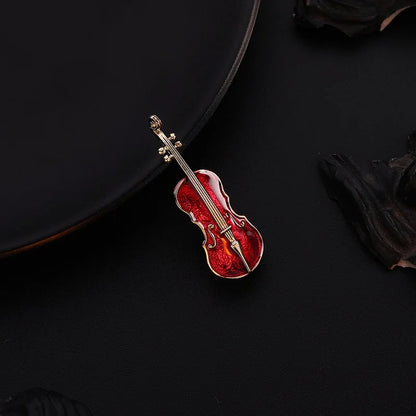 Fashion Violin  Punk Brooches Crystal Rhinestone Musical Instruments Brooch Pin Jewelry Accessories