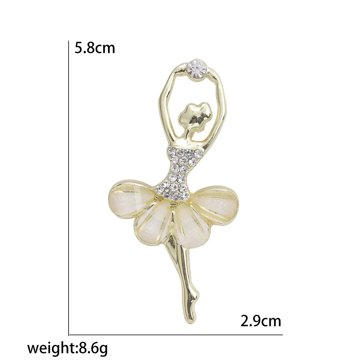 Rhinestone Ballerina Brooches for Women Acrylic Elf Pins Pearl Girls Accessories Office Party Friend Gifts