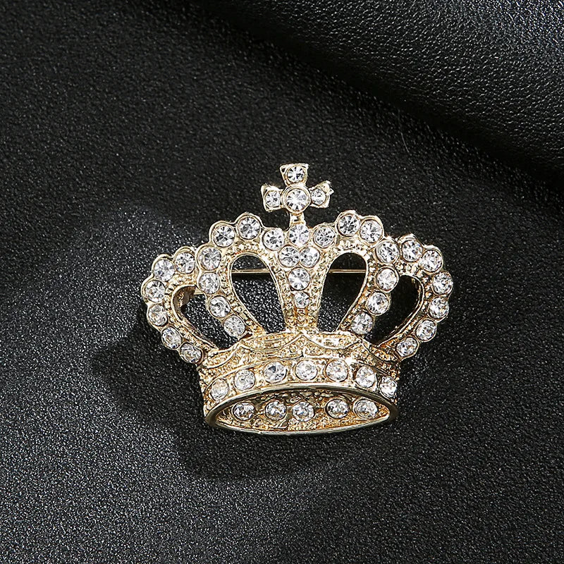 Crown Chain Brooch Vintage Tassel Crystal Brooch Temperament Rhinestone Lapel For Women Dress Mens Shirt Suit Set Collar Jewelry
