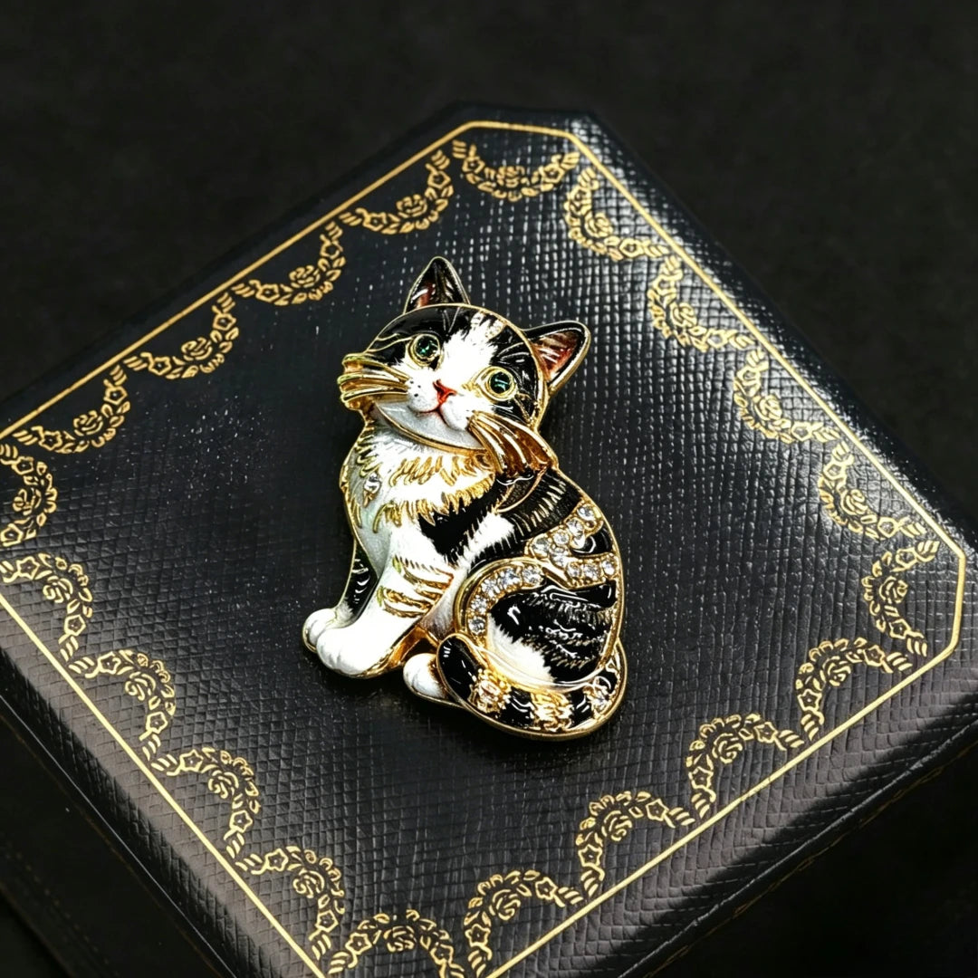 Baroque Luxury Cartoon Cat Animal Design Brooches for Men and Women, Jewelry, Fashion Accessories, Wedding, Holiday, Party Gifts