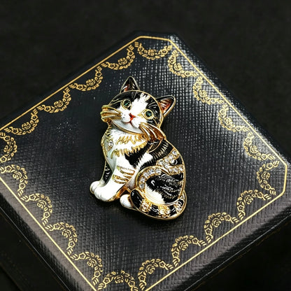 Baroque Luxury Cartoon Cat Animal Design Brooches for Men and Women, Jewelry, Fashion Accessories, Wedding, Holiday, Party Gifts
