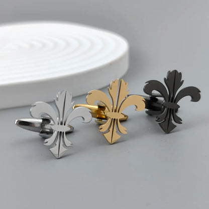 Retro Baroque men's cufflink shirt with fashionable lilies, stainless steel high-quality birthday gift, formal wear