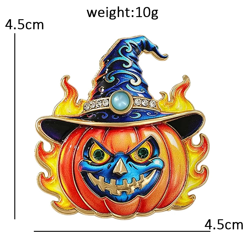 Wuli&baby Witch Pumpkin Lantern Brooches For Women Unisex Lovely Halloween Party Casual Brooch Pin Gifts