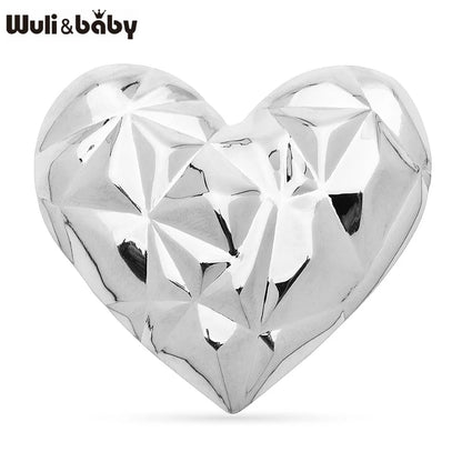 Wuli&baby Stainless Steel Heart Brooches For Women Men 2-color Shining Love Valentine Day Brooch Pins Badge Gifts