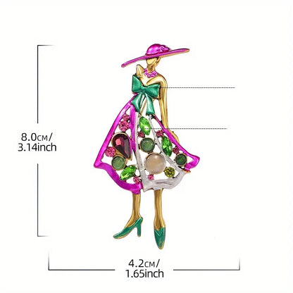 Exquisite Hollow Out Elegant Lady Crystral Enamel Brooch Badges Fashion Classic Women Drip Oil Pin Jewelry